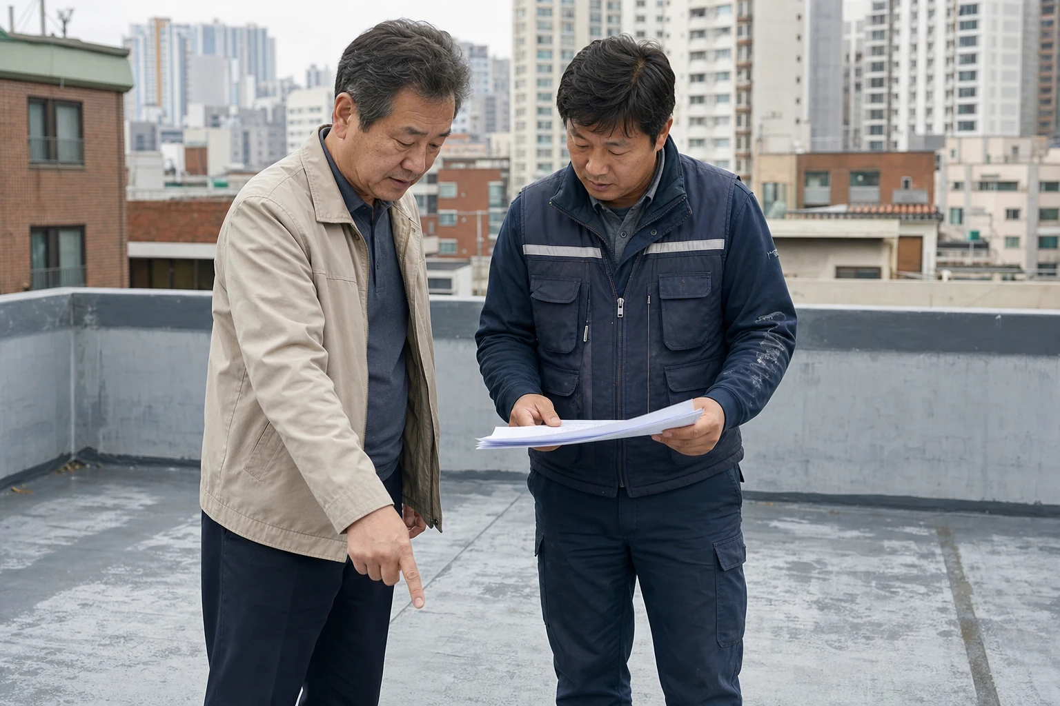 복합 방수 공법 점검과 시공 과정
